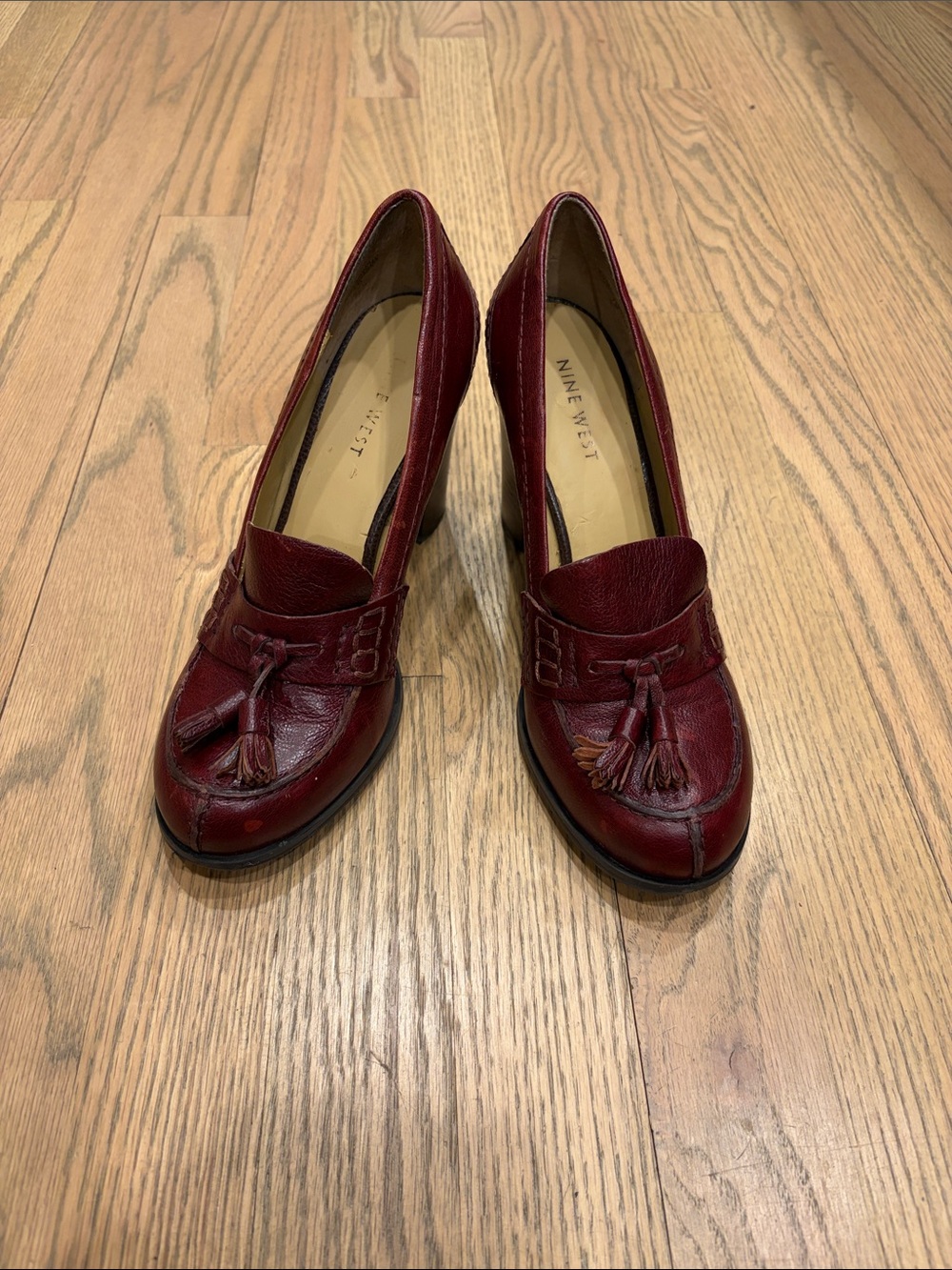 Nine West Burgundy Leather Tassel Pumps